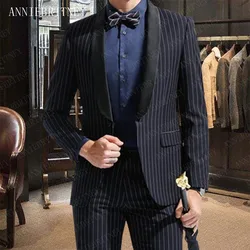 ANNIEBRITNEY Men Suits for Wedding Shawl Lapel Stripes Printed Tuxedo Man Suit Slim Fit Custom Groom Suits Casual Suit for Men ANNIEBRITNEY Men Suits for Wedding Shawl Lapel Stripes Printed Tuxedo Man Suit Slim Fit Custom Groom Suits Casual Suit for Men