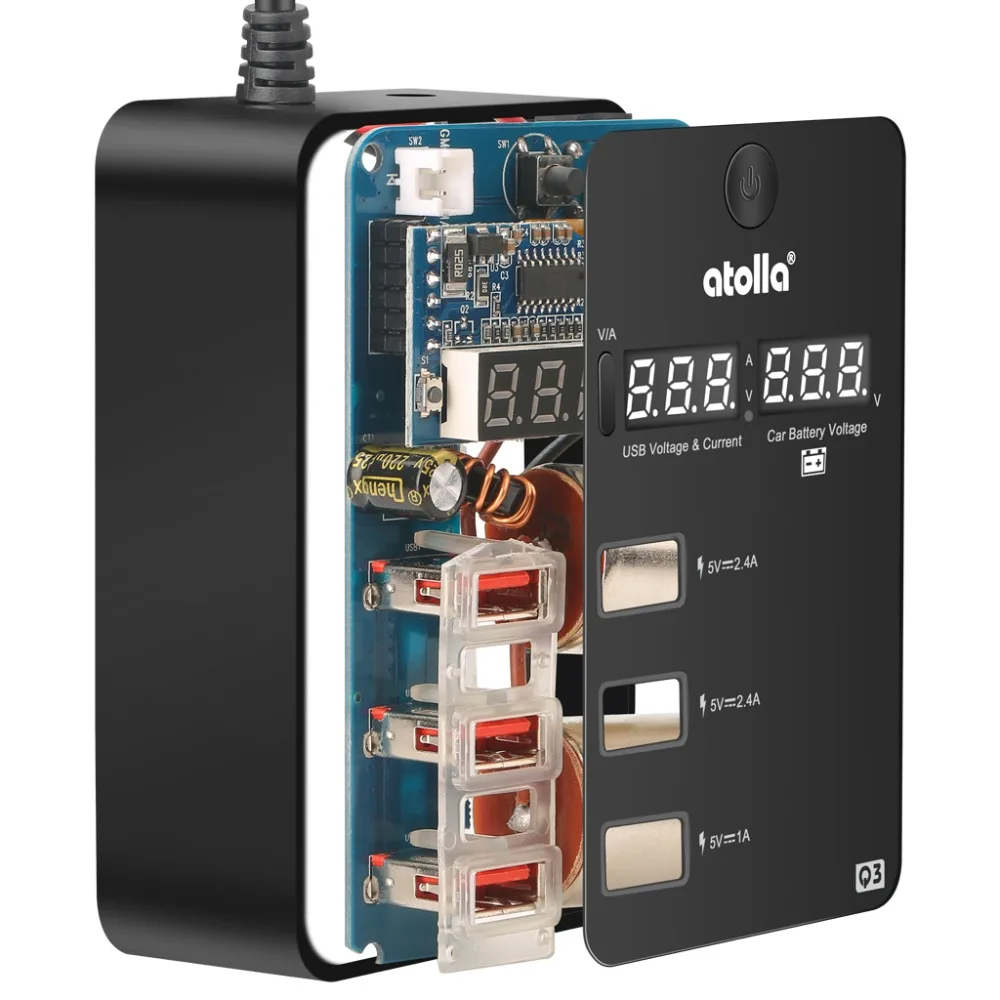 Atolla usb 30 hub Splitter cargador de coche 120W 12 V/24 V mechero de coche a 3 adaptador de carga