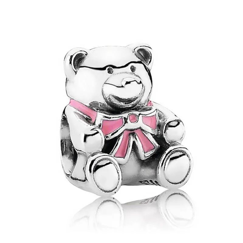 

Authentic S925 Silver DIY Jewelry it's a boy girl Teddy Bear Charms fit Pandora Bracelet Girl Lady Birthday Gift
