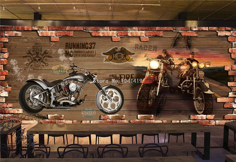 da motocicleta, Mural 3D gravado, Decoração criativa