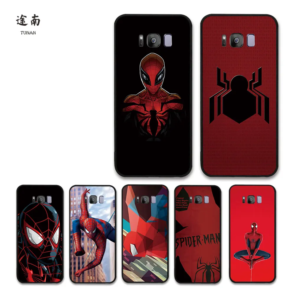 Прохладный герой Marvel Человек-паук случае Coque принципиально для Samsung S8 Plus S7 край J3