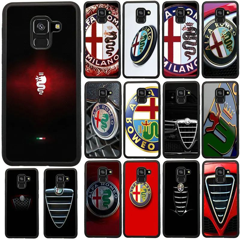 

5.6 inches Patterned Anti-knock Cell Phone Cases for Samsung Galaxy A8 2018 in Fitted Cases Super Car Alfa Romeo Logo Design