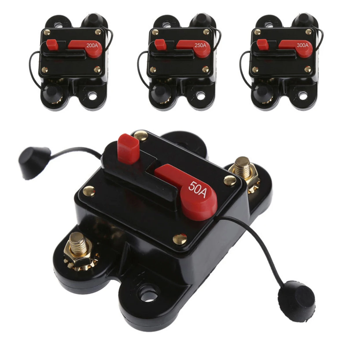 

1pc DC 12V Car Audio Automatic Recovery Protection Circuit Breaker Fuse 50A/60A/80A/100A/125A/150A/200A/250A/300A