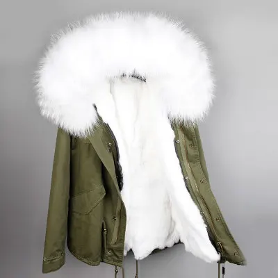 Новое Брендовое Женское зимнее пальто с большим воротником из меха енота, парки с капюшоном, верхняя одежда, съемная подкладка из меха кролика, зимняя куртка - Цвет: color 23