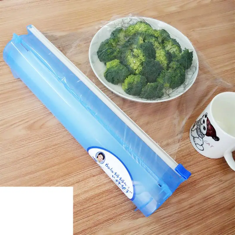 Kitchen Tool Plastic Food Wrap Cling Film Dispenser Aluminum Foil Wax Paper Cutter Cutting Box