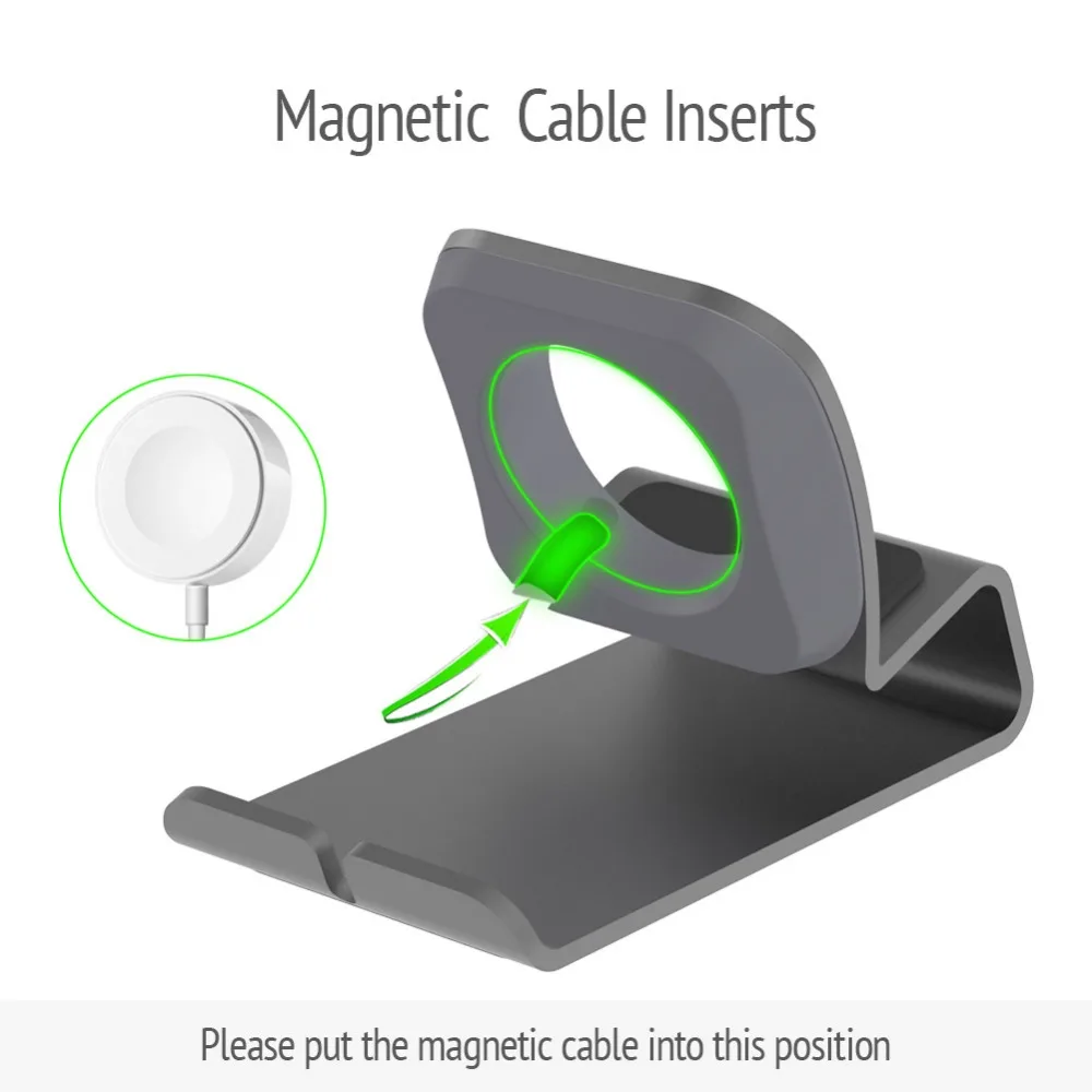 Изысканный Алюминий силиконовый кронштейн Зарядное устройство Док-станция с зарядной подставкой Держатель для apple watch подставка для Series 5/4/3/2/1 38, 42, 40, 44 мм