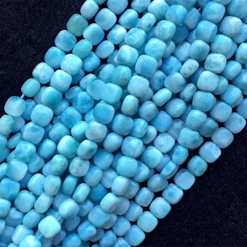 

Dominicana Natural Genuine Blue Larimar Square Fillet Small Beads 15