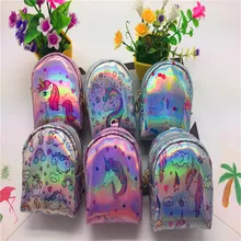 

Fancy&Fantasy Trendy Bag Shaped Unicorn Keychain Cute Coin Purse Zipper Mini Laser Wallet Key Chain Handbag Purse Charms Jewelry