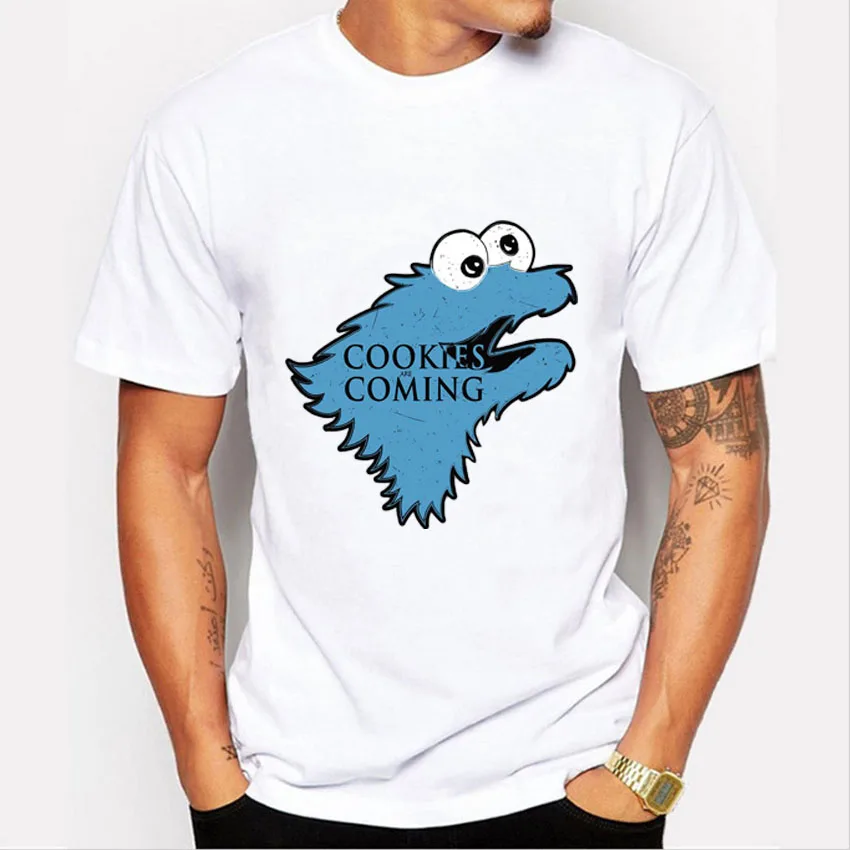 Fashion Cookies is Coming Print T Shirt Men Game of Throne Funny Cookie
