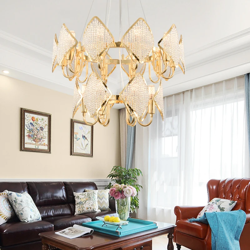 

Postmodern light luxury pineapple beads chandelier living room dining room bedroom crystal chandelier project hotel stairwell