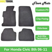 4 шт. для Honda Civic MK8 2006-2011 LHD пользовательские автомобильные коврики ковровое покрытие нейлон и Каучук задняя сторона 2009 2010 2011