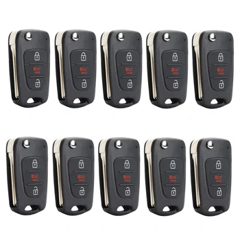 

KEYECU 10 Pcs/lot Replacement Flip Folding 3 Button Remote Car Key Shell Case Fob for Kia Soul Rio FCC: NYOSEKSAM11ATX