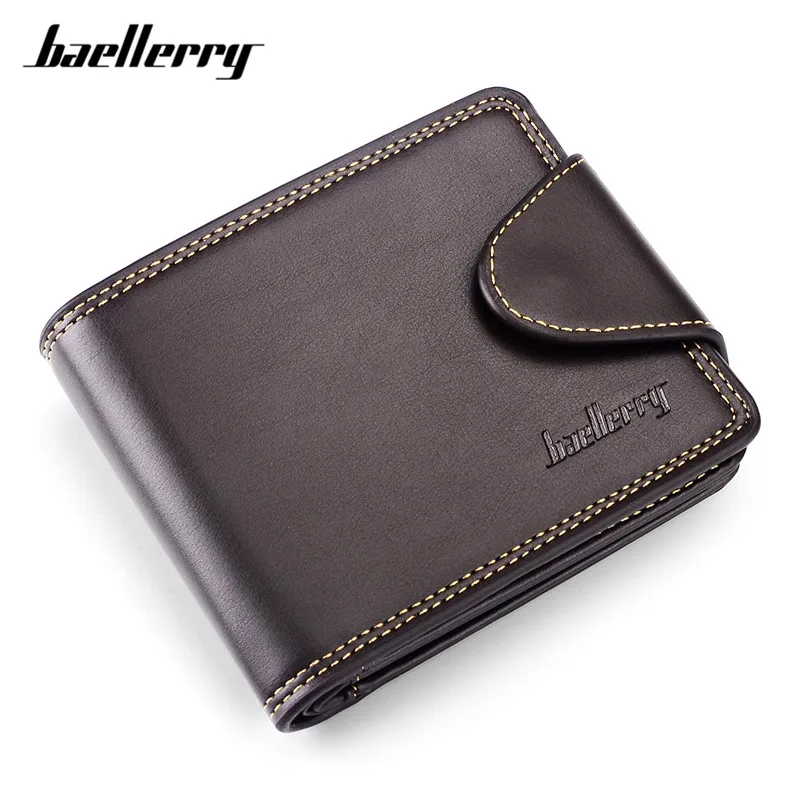 Винтажный стандартный мужской кошелек Baellerry короткий бумажник тройного сложения