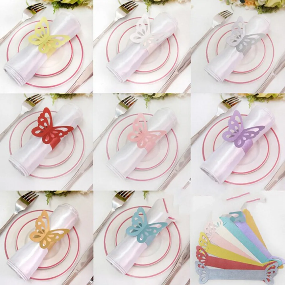 50pcs Butterfly Paper Napkin Rings for Wedding Party decoration Wedding