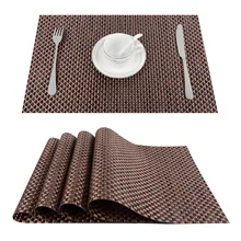 Top Finel 2016 Set of 4 PVC Cross Weave Placemats for Dining Table Runner Linen Place Mat in Kitchen Accessories Cup Coaster Pad