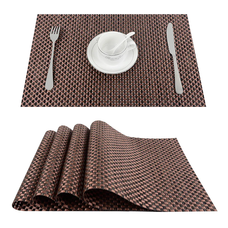 Top Finel 2016 Set of 4 PVC Cross Weave Placemats for Dining Table Runner Linen Place Mat in Kitchen Accessories Cup Coaster Pad