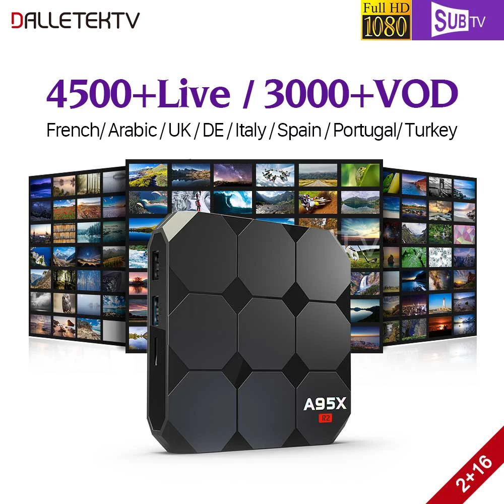 

France IPTV Box Android 7.1 SUBTV IPTV Receivers A95X R2 2G 16G with IPTV France Arabic Belgium Portugal Turkey Poland IP TV