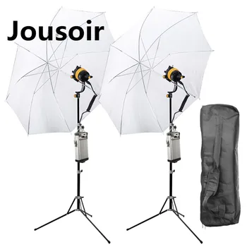 

Photography Led V-Mount X2+StandsX2+Reflector UmbrellaX2+Bag Kit For Studio CD15