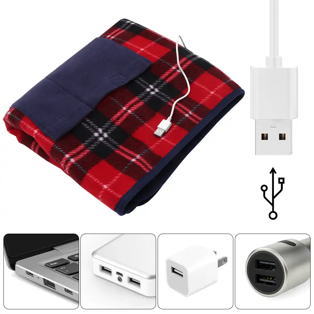 Одеяло с электрическим подогревом, USB, 5 В, безопасное, 88x65 см, портативное, для зимы, с подогревом, ковер для автомобиля, дома, офиса, съемный, для стирки - изображение