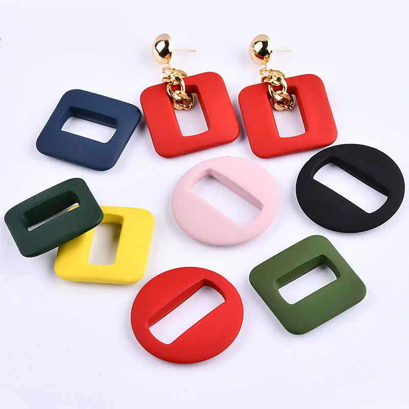 

Korean rubber paint square round DIY handmade ear earrings jewelry long bag accessories
