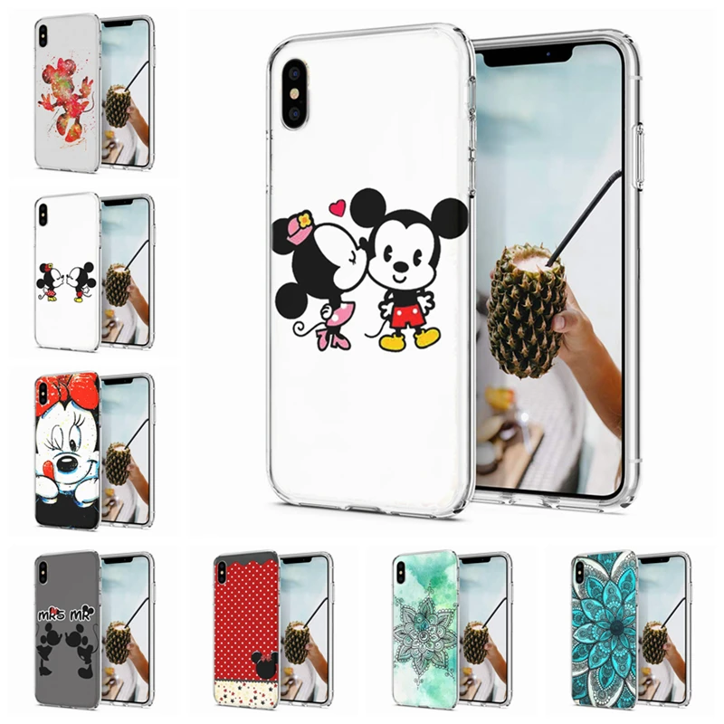Мягкий чехол для iPhone X XS XR чехлы из ТПУ с разноцветным рисунком мандары Микки