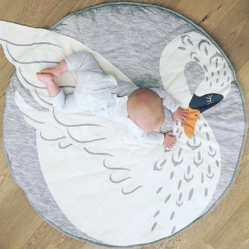 

INS Explosion Cartoon Swan Animal 100% Cotton Children Crawling Mat Baby Blanket Game Pad Carpet children's Room Decorations