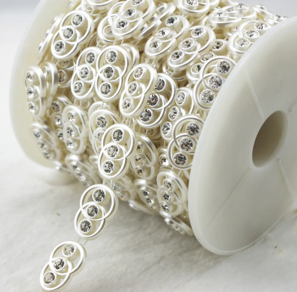 

10 Yards 15mm oval ivory Pearl Chain Rhinestone Trims Sewing Crafts Costume Applique Wedding Decoration LZ150