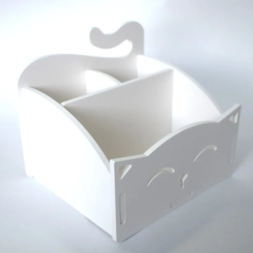 White DIY Cute PVC Cat Desktop Organizer Home/Office Supplies Storage Holder Decor for Pen/Pencil/Glasses/Cosmetics/ Stationery