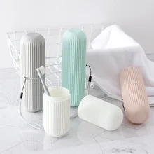 Коробка для хранения в полоску, нескользящий чехол для зубной пасты, подарочные аксессуары для дома и ванной комнаты, переносная герметичная подставка для зубных щеток, для путешествий