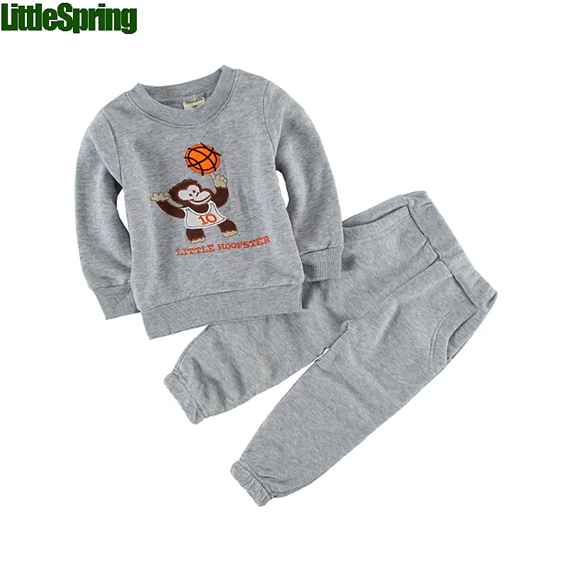 Комплекты детской одежды на весну-осень, хлопок, комплект из 2 предметов для маленьких мальчиков, спортивный костюм, спортивные костюмы, куртка с капюшоном+ штаны - Цвет: Слоновая кость