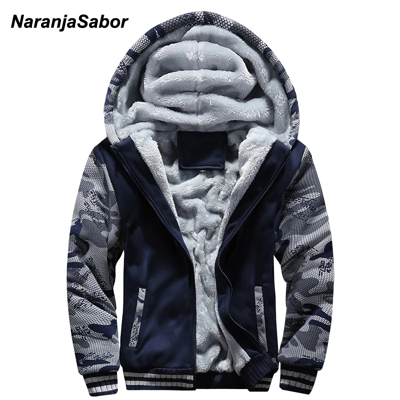NaranjaSabor 2019 осень зима для мужчин куртка пальто с капюшоном камуфляж толстовки s костюмы толстые добавить бархат мужской кофты 5XL