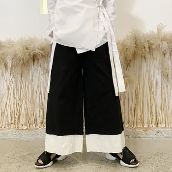 M-XL!!Summer black and white stitching contrast color edging cotton trousers tide brand alternative loose wide leg pants. M-XL!!Summer black and white stitching contrast color edging cotton trousers tide brand alternative loose wide leg pants.