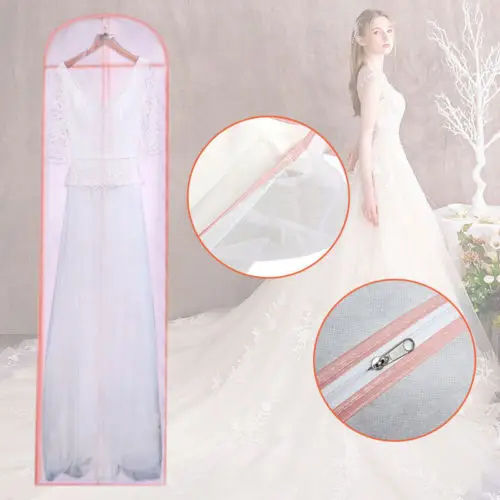

Long Dress Cover Storage Bag for Bridesmaid Wedding Gown Dress Clothing Covers Solid Color Pink Long Dust Cover