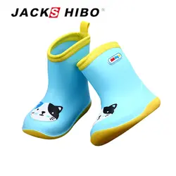 JACKSHIBO/новые детские резиновые сапоги Детская водонепроницаемая обувь противоскользящие резиновые сапоги для девочек сапоги на резиновой