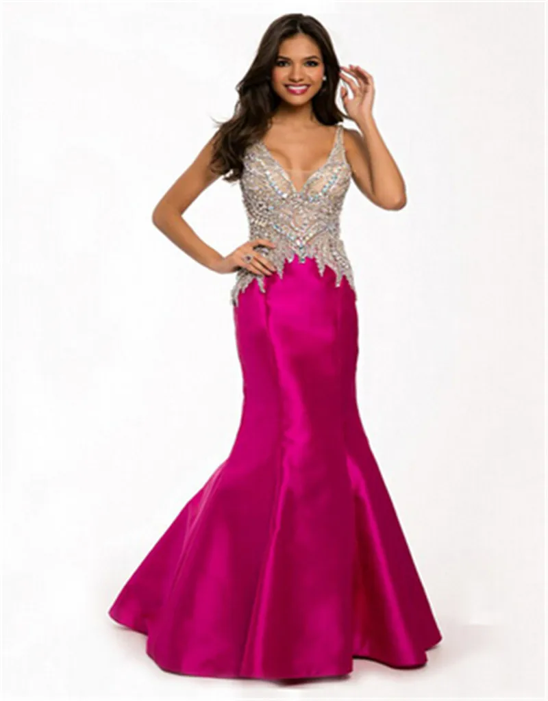Sexy Back Two Tone Crystal Bodice Mermaid Royal Blue Rose Prom Dresses ...