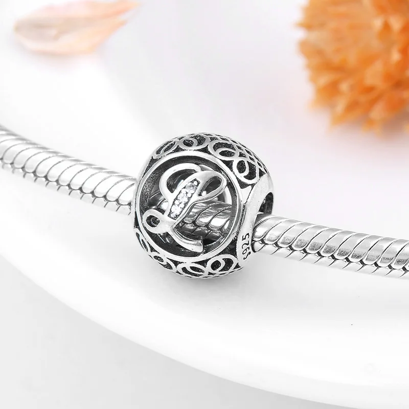 Высокое качество 925 стерлингового серебра кристально чистый CZ A до Z буквы бусины подходят оригинальные Pandora Подвески Изготовление браслетов ювелирные изделия