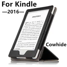 Case de cuero de vaca para kindle 2016 protector protector de la cubierta elegante de cuero genuino para amazon kindle lector de libros electrónicos nuevo 2016 de la manga 6»