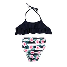 Цельный купальник, детский хлопковый купальник из двух предметов, детский купальный костюм, жилет с цветочным узором, летний купальный костюм, L0520