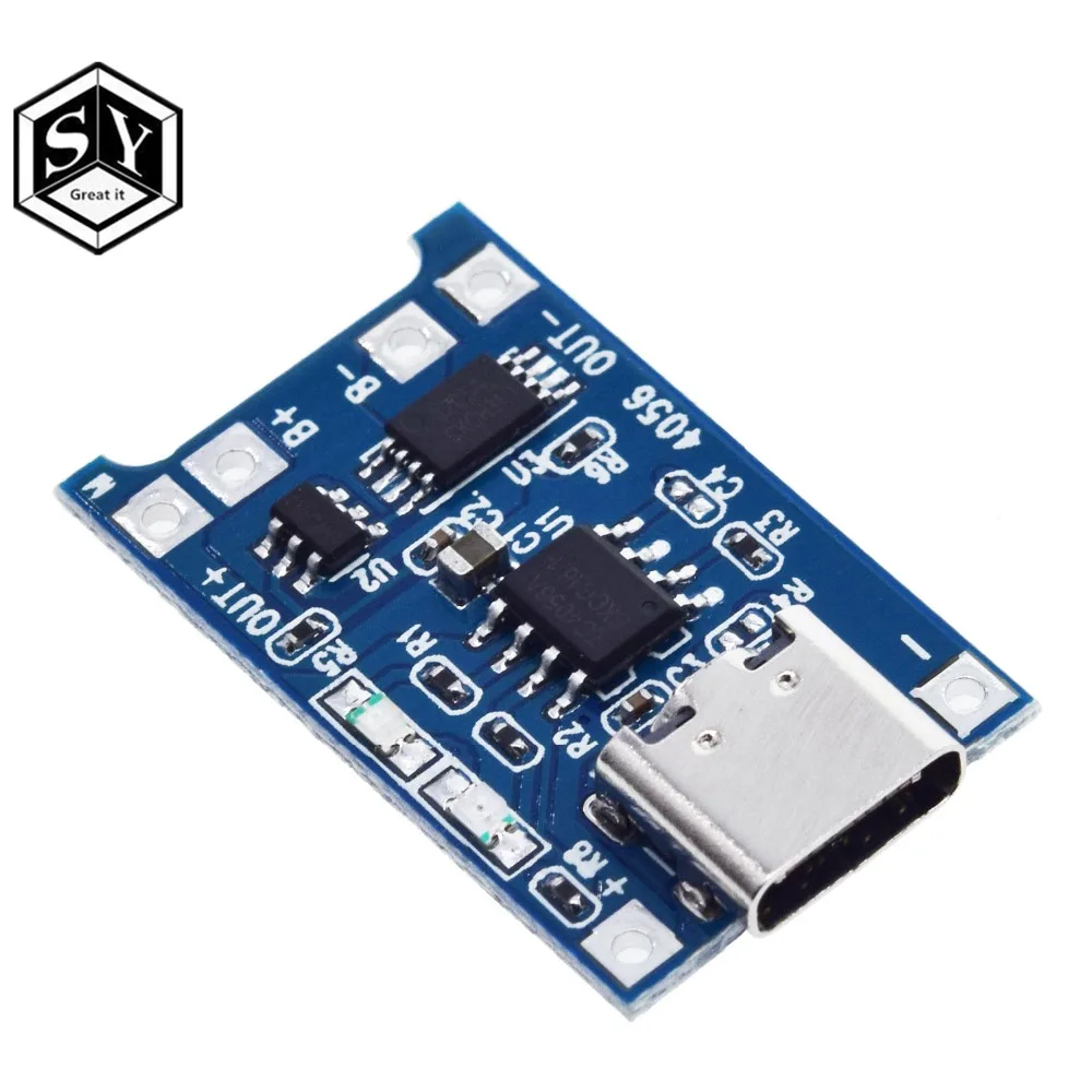 Зарядная плата Great IT 5 в 1A Micro USB 18650 type c для литиевых батарей модуль зарядного