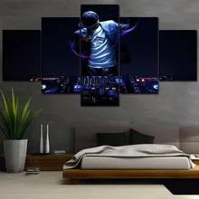Wall Art Modular Picture For Bedroom Canvas HD Print 5 Piece DJ Music Painting Home Decor Djing Machine And Man Poster Framework djing for dummies