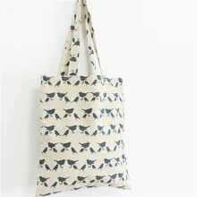 Yile хлопок белье торгового плечо сумка ЭКО многоразовый мешок принт синий голубь птица без подкладки