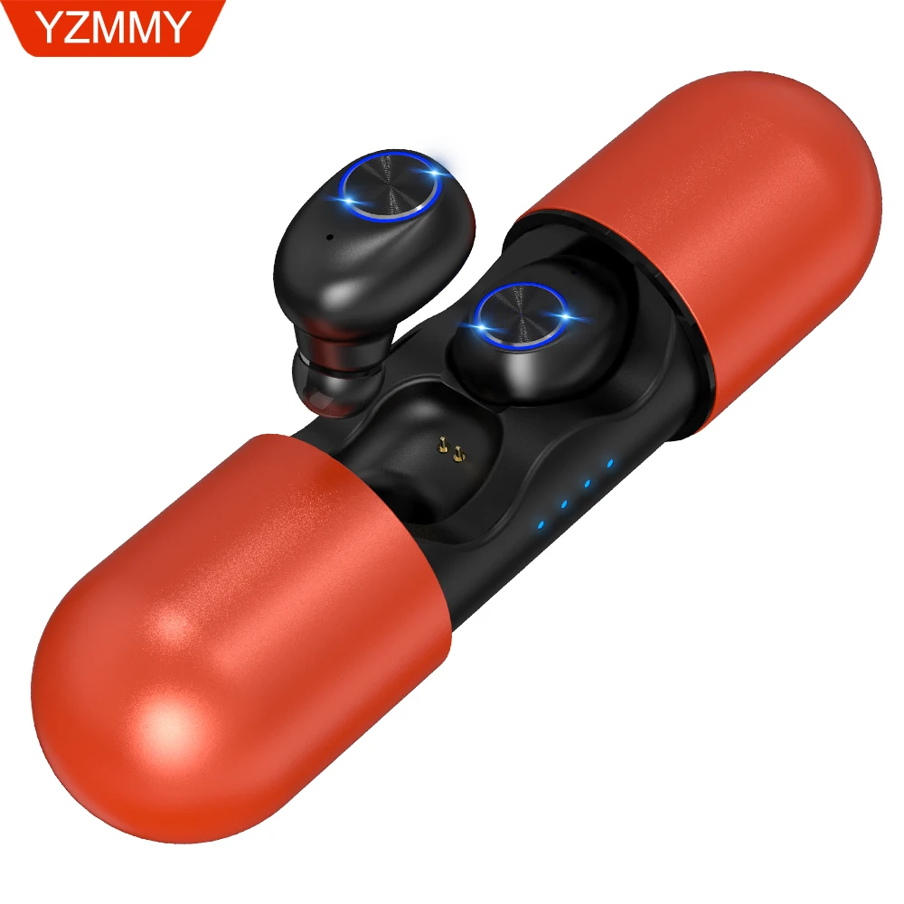 

Tws Bluetooth 5.0 Earphones metal Wireless Headphones charging compartment call single ear use mini headset Phone play 6 hours