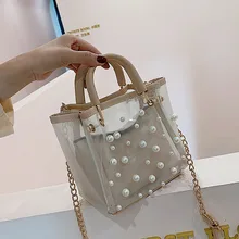 Pearl Transparent Bag Elegant Tote Bags for Women Designer Handbag Chain Shoulder Messenger Bags Clutch for Women 2019 women s elegant day clutch in baroco style beautiful handbag with detachable chain messenger bag