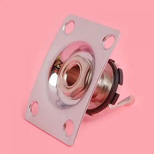 Chrome Plated Square Output Plate and Jack for Electric Guitar