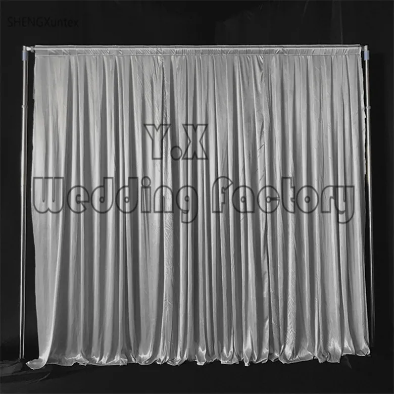 

Silver color 10ft-10ft Long Stage Background \ Wedding Backdrop Curtain Free Shipping Graduation meeting backgrouns