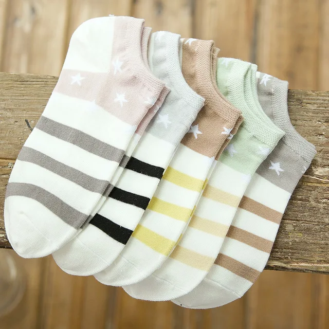 Women's Socks 2018 New Summer Harajuku Star Stripe Sock for Women Girls Short Socks Female Cotton Sox Meias Whosale 1