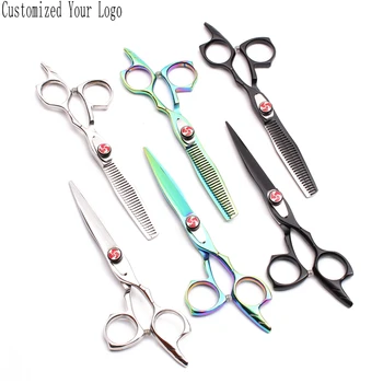 

2Pcs C9017 5.5" Customized Logo 440C Hairdresser's Scissors Cutting Shears Thinning Shears Salon&Home Professional Hair Scissors