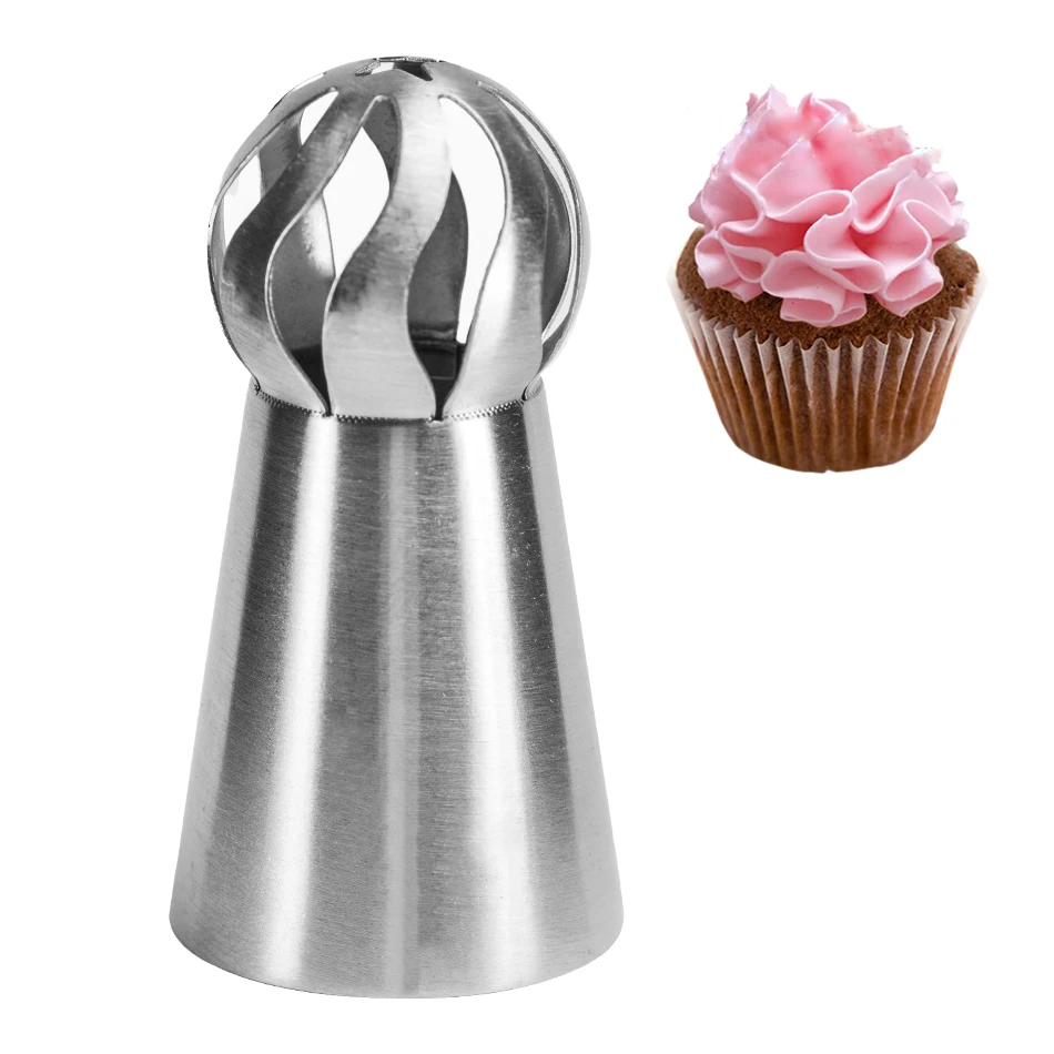 

4YANG Pastry Stainless Steel Russian Ball Nozzles Cake Icing Piping Decorating Nozzles Cake Decoration Sugercraft Pastry Tips
