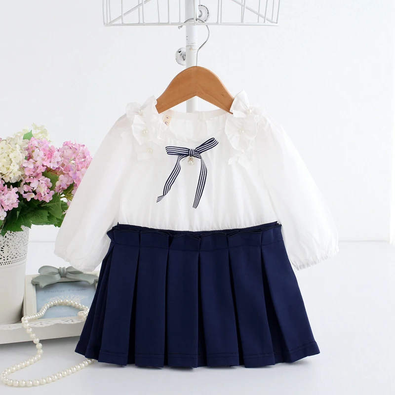 

Baby Girl Dresses Blue Ruffle Collar Shirt Dress Long Sleeve Autumn Winter Clothes Toddler Girl Frock Cotton A014 Vestido Robe