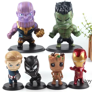 

Action Figure Marvel Avengers Infinity War Bobble Head Iron Man Thanos Captain America Panther Tree Man Figure Toy